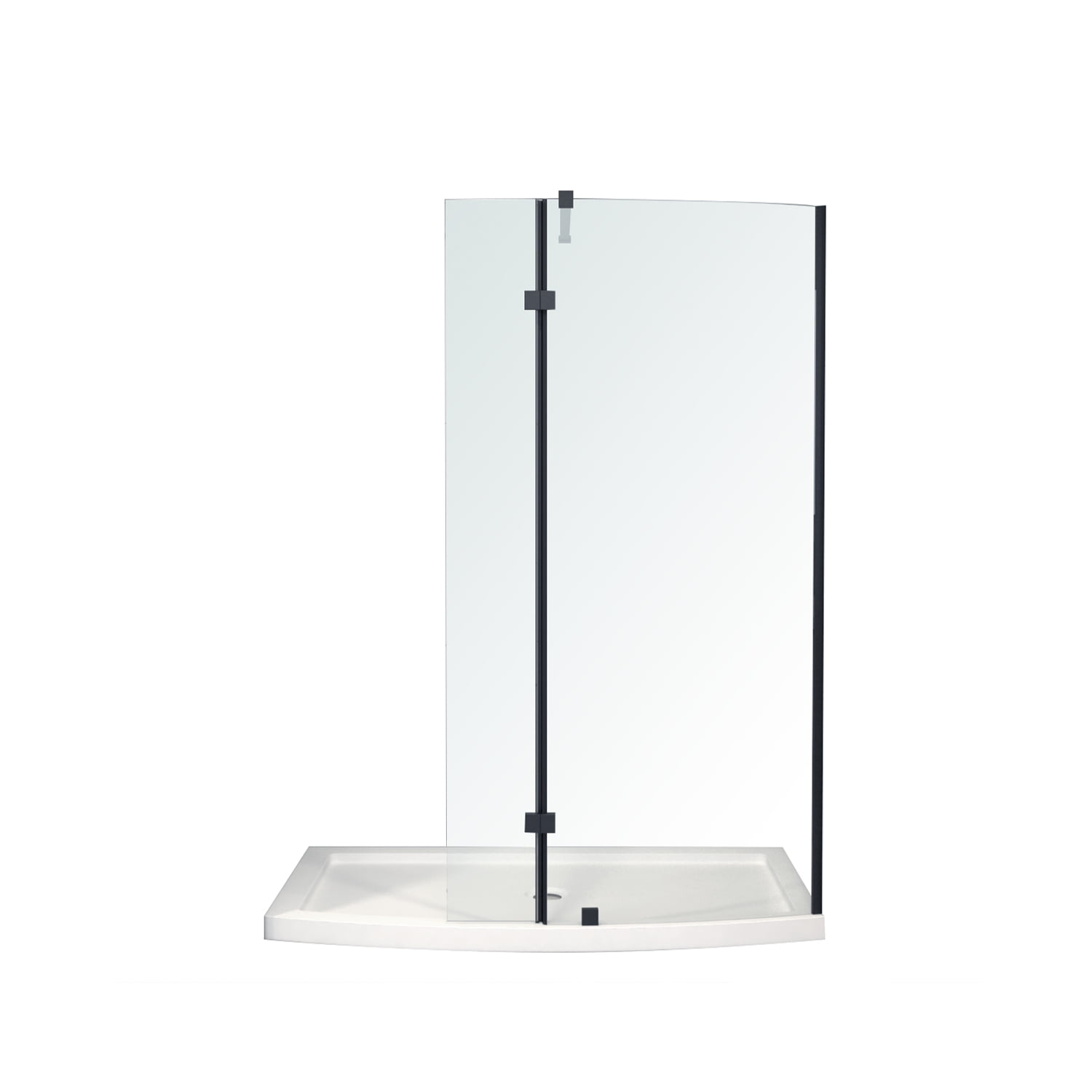 60'' Black Framed Glass Shower Enclosure with Acrylic Base