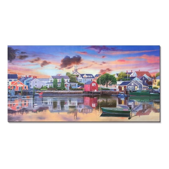 A&E Bath and Shower Lakehouse 30x60 Fabric Hand Painted Landscape in Multi-Color