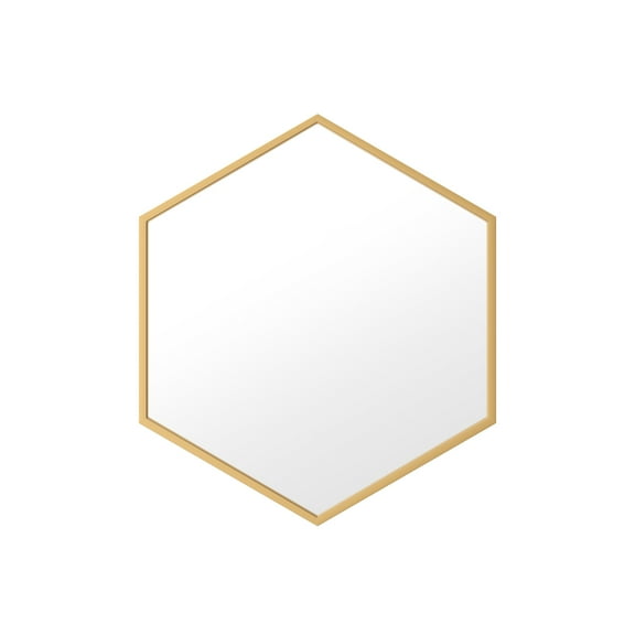A&E Bath and Shower Delta-Gold Hexagonal Metal Mirror, 28 Inches in Diameter