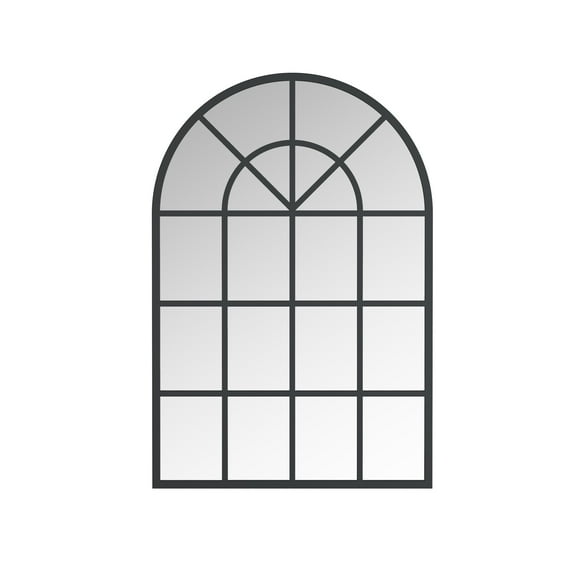 A&E Bath and Shower Mesilla Framed Arched Window Pane Decorative Mirror - N/A Black