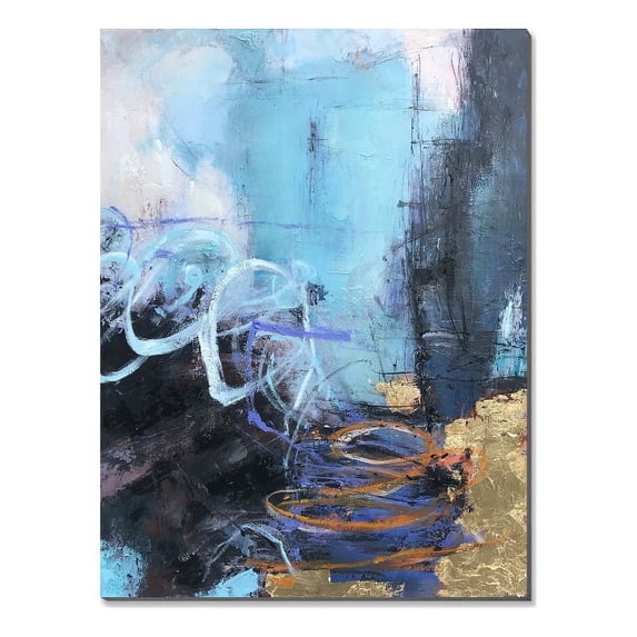 A&E Bath and Shower Mood Abstract Fabric Hand Painted Landscape in Multi-Color