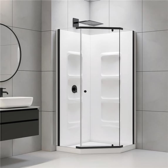 A&E Bath and Shower SK-NA40-BLK-KIT A&E Bath and Shower Nevada-40-BLK-KIT Shower 40in. Kit in Black