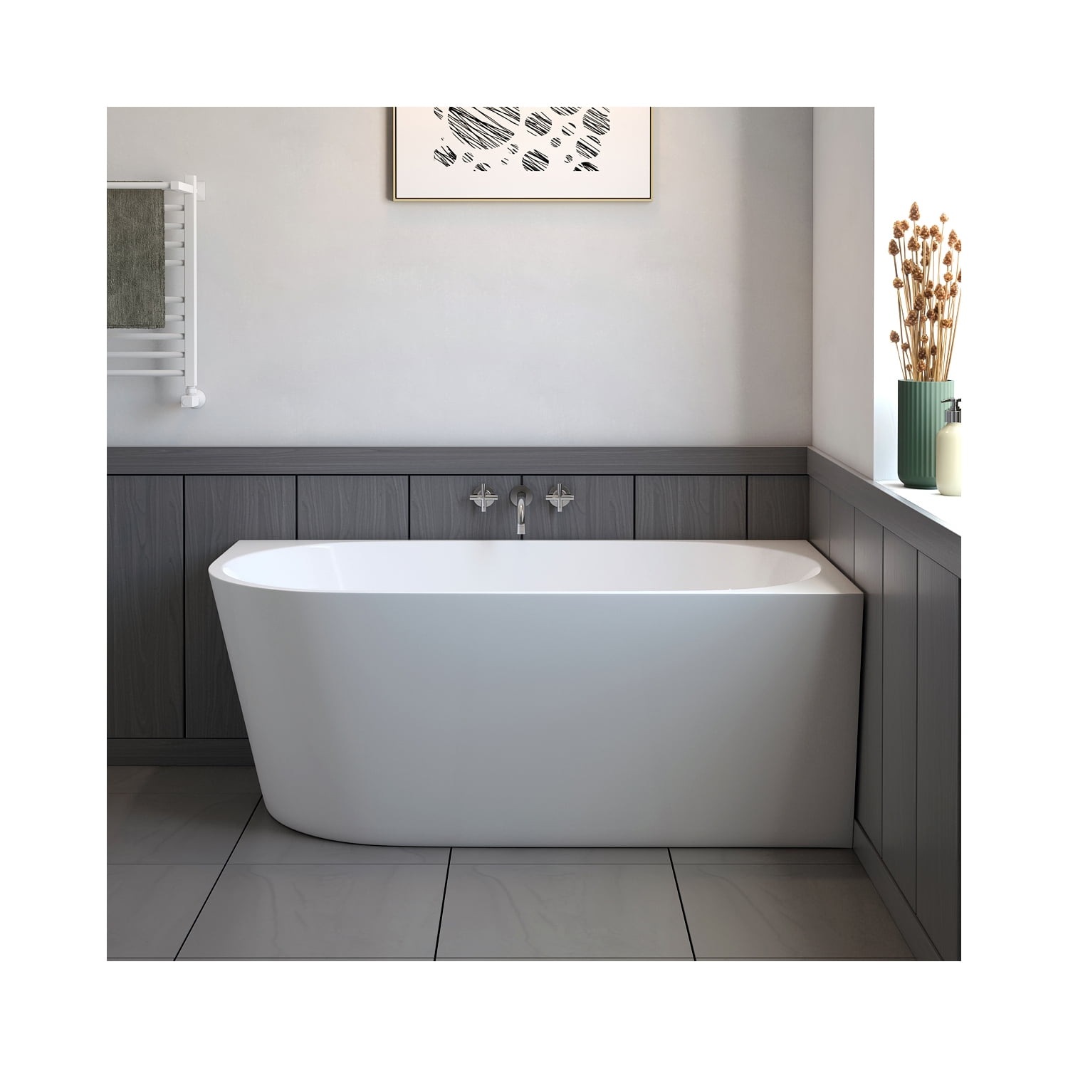 59'' White Acrylic Corner Soaking Bathtub