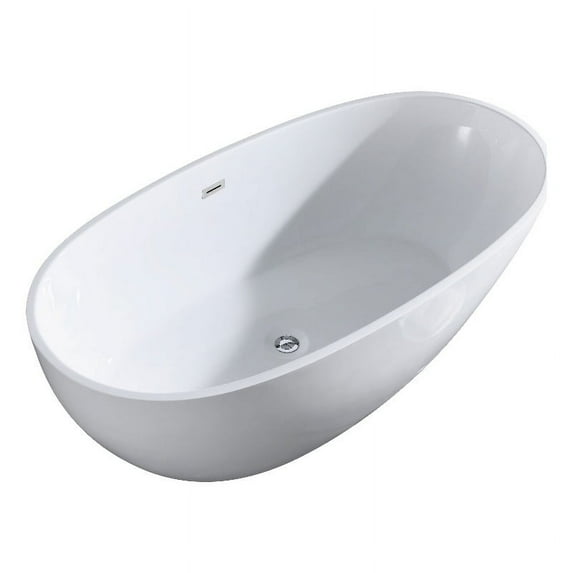 A&E Bath and Shower West Lincoln 67" Plastic Bathtub with No Faucet in White