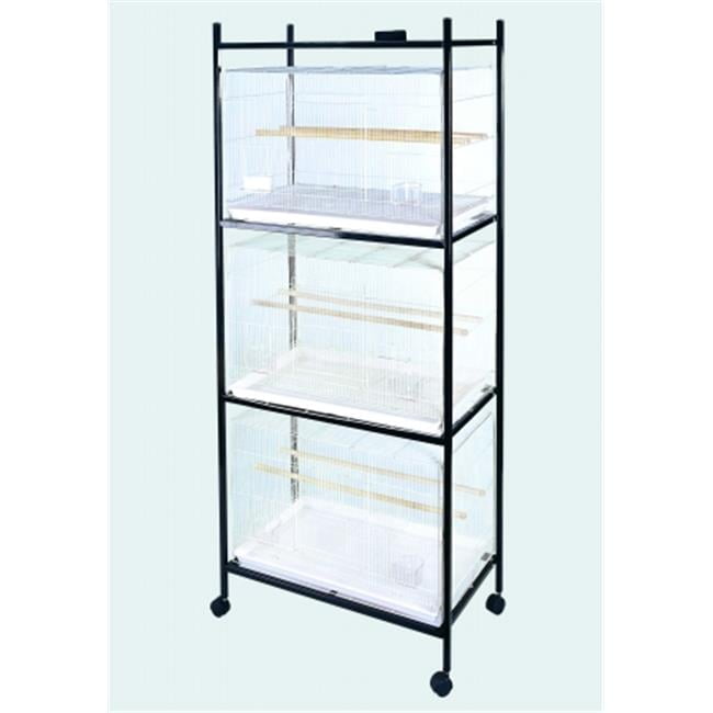 Black 4-Tier Metal Cage Stand with Casters