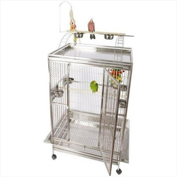 A&E Cage 32"x23" Play Top Cage in Stainless Steel-Material:Stainless Steel