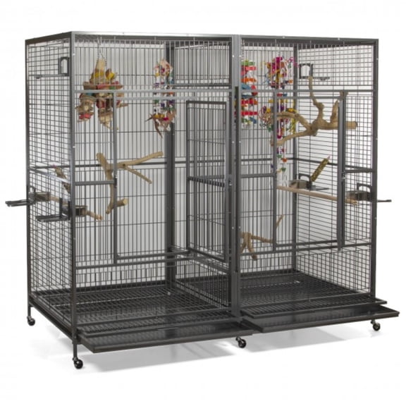 A&E Cage Co. Double Flat Top Macaw Cage-Black