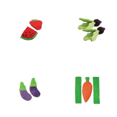 A&E Cage Co. Nibbles Fruit and Veggie Bundle, 4 Loofah Toy Set for Small Animals