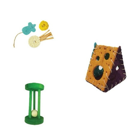 A&E Cage Co. Nibbles Play Day Bundle, 3 Loofah Toy Set for Small Animals