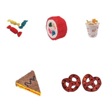 A&E Cage Co. Nibbles Snack Bundle, 5 Loofah Toy Set for Small Animals