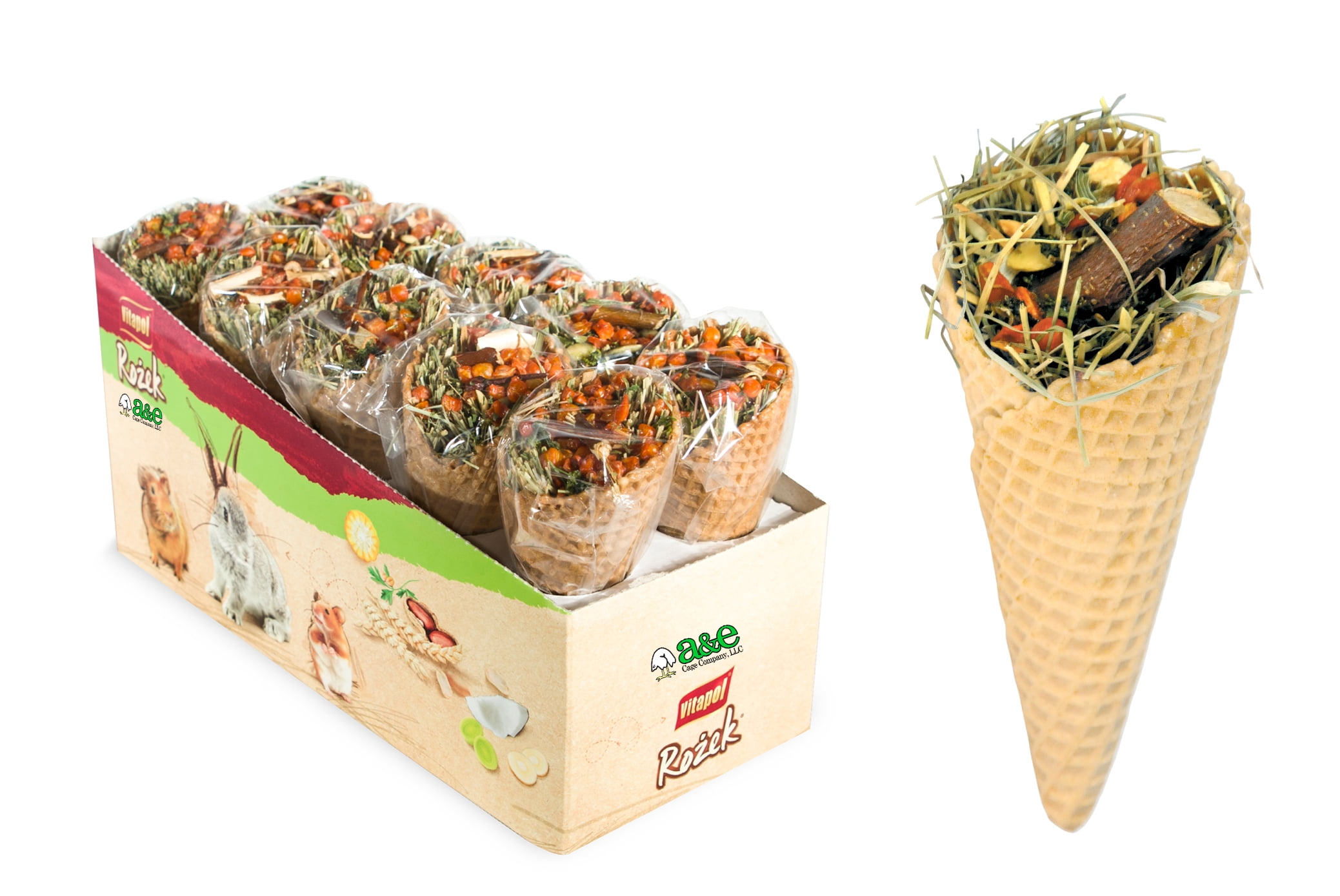 A&E Cage Co Smakers Small Animal Waffle Cone Treats, 10 Count Display