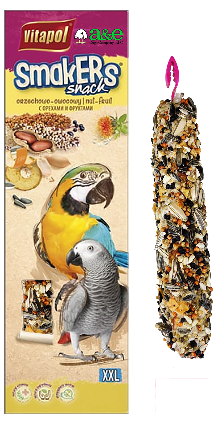 A&E Cage Co Smakers XXL Parrot Nut Treat Stick, Twin Pack