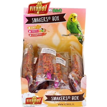 A&E Cage Company Smakers Parakeet Strawberry Treat Sticks [Bird, Treats Packaged] 12 count