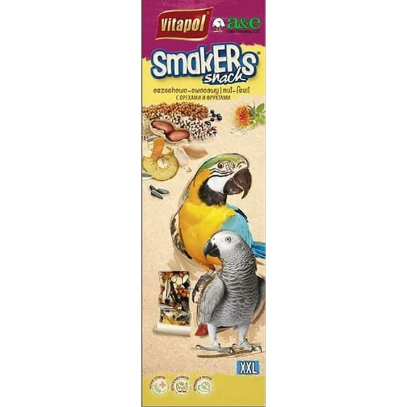 A&E Cage Company Smakers Parrot XXL Nut Treat Sticks [Bird, Treats Packaged] 2 count