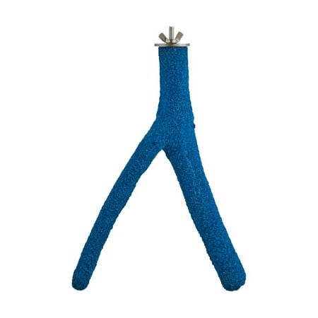 A&E Cage Company Happy Beaks .75" x 8" Forked Sand Covered Blue Perch - Small