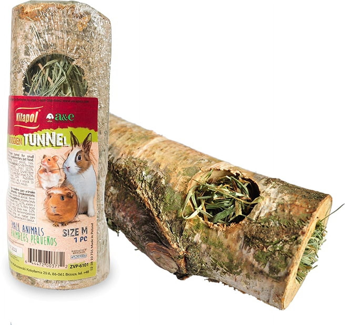 A&E Cage Small Animal Birch Tunnel with Hay - Medium