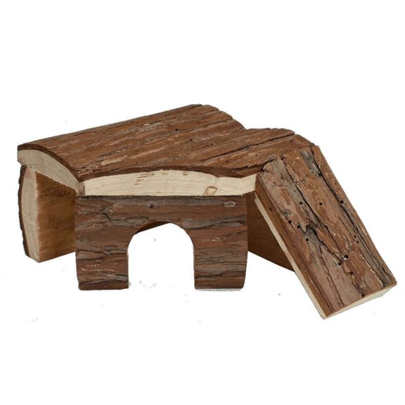 A&E Cages 644472014464 Nibbles Log Cabin Small Animal Hut with Ramp, Brown - Small