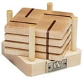 thumbnail image 1 of A & E Millwork AEM-5010 Maple & Lace Wood Coasters End Grain with Base - Set of 4, 1 of 6