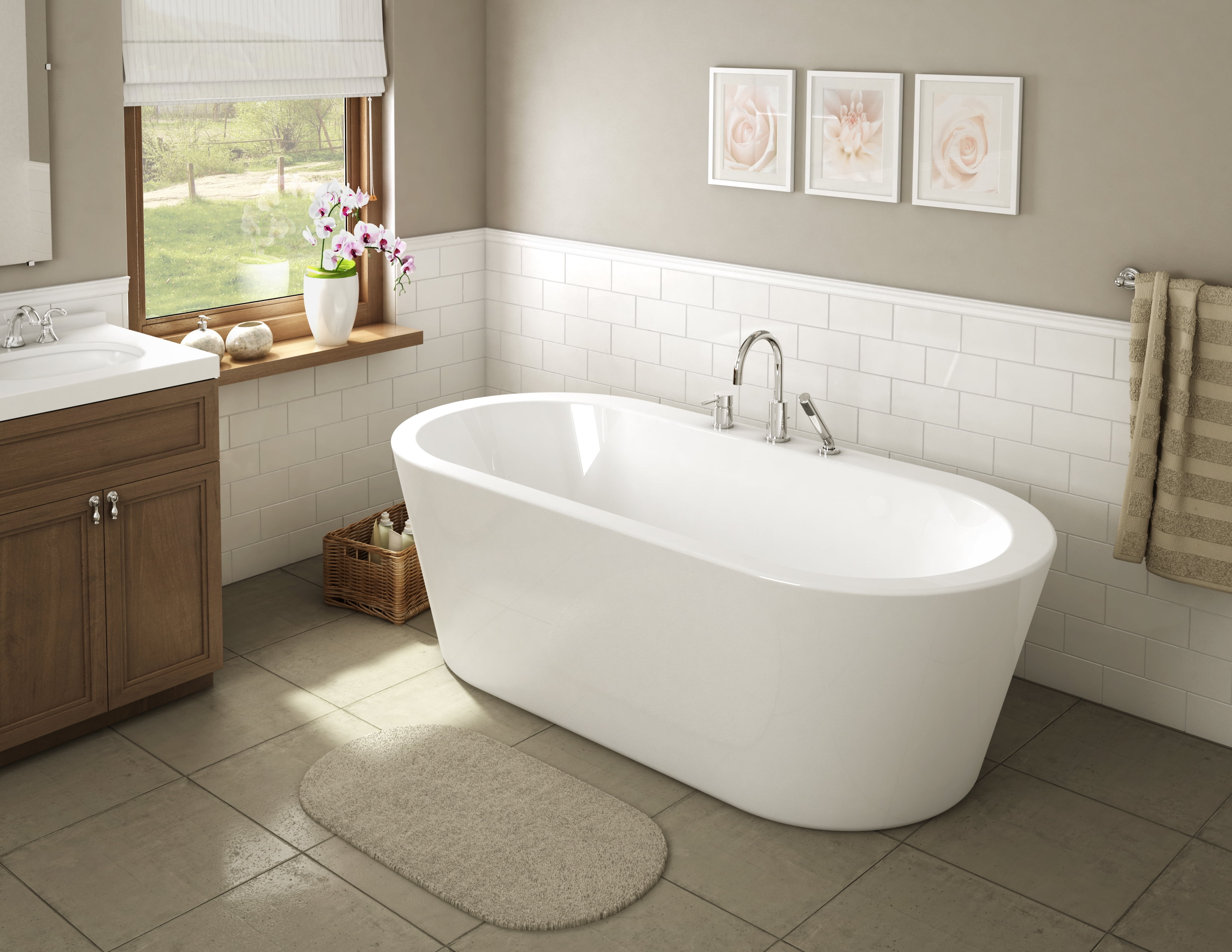 A&E, White Acrylic 71" Freestanding Bathtub