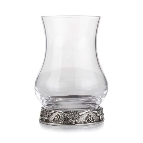 A E Williams Scottish Whisky Tasting Glass for Liquor Scotch Bourbon or Wine Highland Cow and Knotwork Handcrafted Pewter and Glass 6oz