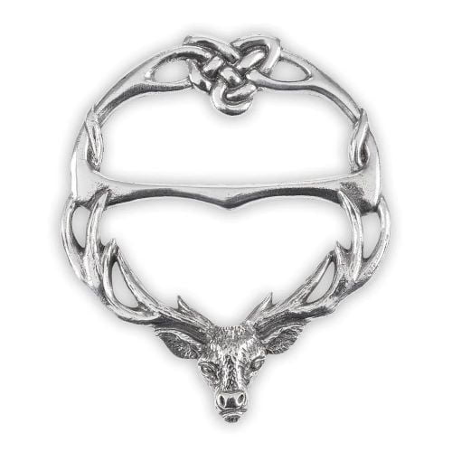 A E Williams Stag Scarf Ring Luxury Fine Pewter Round Handmade Scottish Clip Accessory for Women
