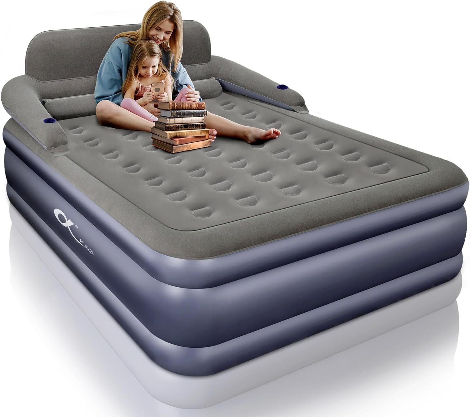 AERFA Queen Size Air Mattress with Headboard , 3 Mins Quick Inflation