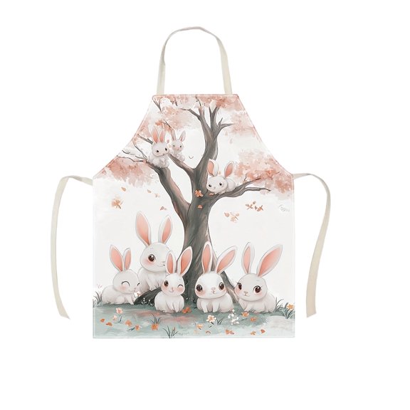 A Easter Bunny Print Apron For Kitchen Cooking Holiday Party Decoration