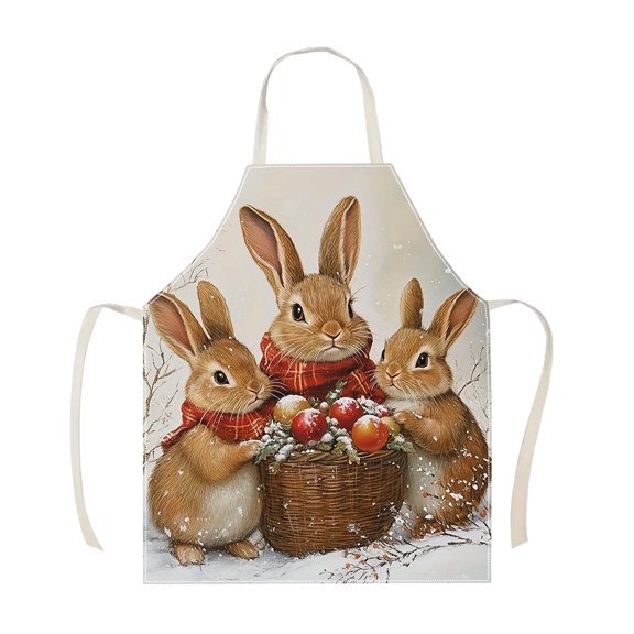 A Easter Bunny Print Apron For Kitchen Cooking Holiday Party Decoration