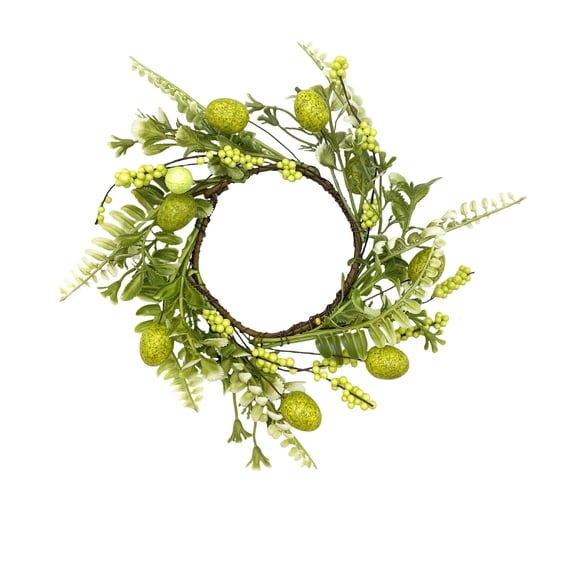 A Easter Egg Wreath 9.8 Inch Rattan Base With Colorful Eggs Butterflies For Door Wall Window Spring Party Decoration Festive Garland