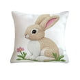 thumbnail image 1 of A Easter Embroidered Rabbits Cushion Cover Soft Throw Pillow Cover Polyester Fabric Invisible Zipper 45Cm 17.72In Style A, 1 of 7