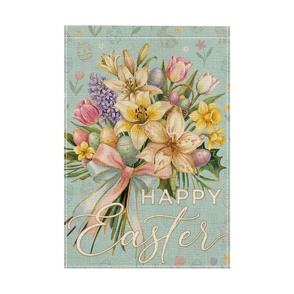 A Easter Garden Flag A Polyester 17 72X11 81 Inches Multicolor Floral Bunny Egg Outdoor Holiday Decoration
