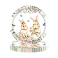 thumbnail image 1 of A Easter Party Dinner Plates 9 Inch Set Of 20 With Bunny Spring Flower Design Disposable Tableware For Holiday Gathering, 1 of 5