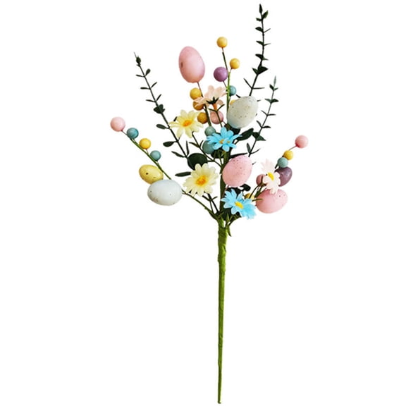 A Easter Plastic Daisies Leaves And Painted Eggs Artificial Flowers Decor For Living Room Bedroom Party