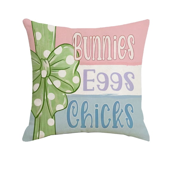 A Easter Themed Cushion Cover 1Pc Soft Throw Pillowcase For Sofa Chair Bedroom Holiday Decoration Bunny Egg Design