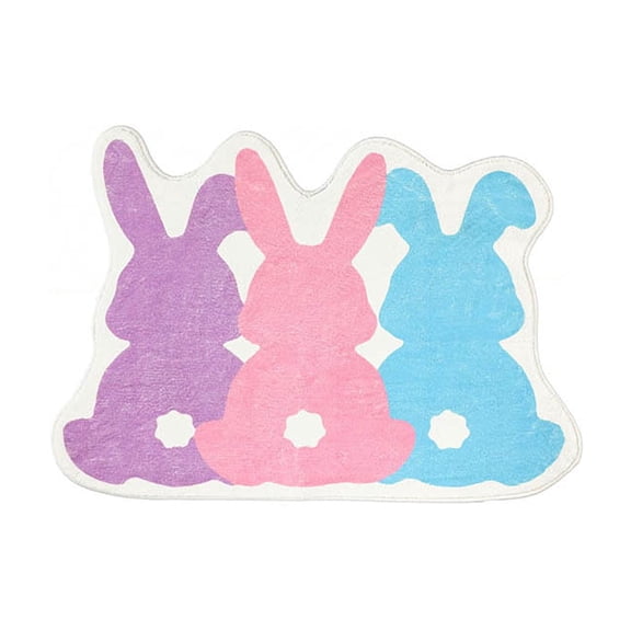 A Easter Three-Color Bunny Shaped Faux Wool Rug – Non-Slip Floor Mat For Door, Bathroom, And Kitchen Decor, 40*60Cm