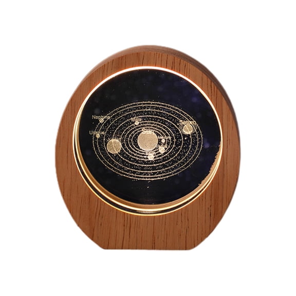 A Engraved Crystal Night Light Wooden Stand Led Illuminated Home Decoration For Bedside Table
