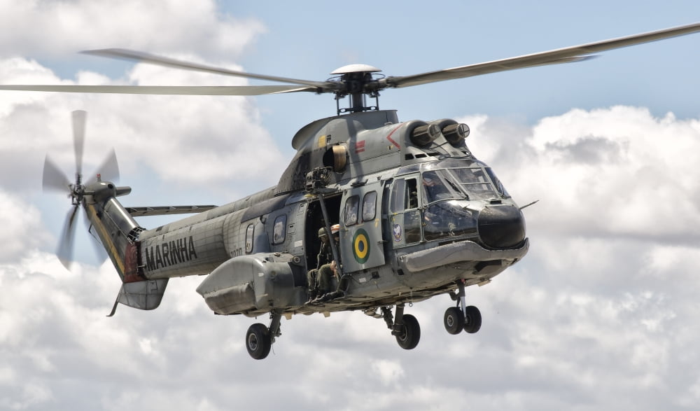 A Eurocopter AS332 Super Puma helicopter of the Brazilian Navy Canvas Art - Giovanni CollaStocktrek Images (37 x 22)