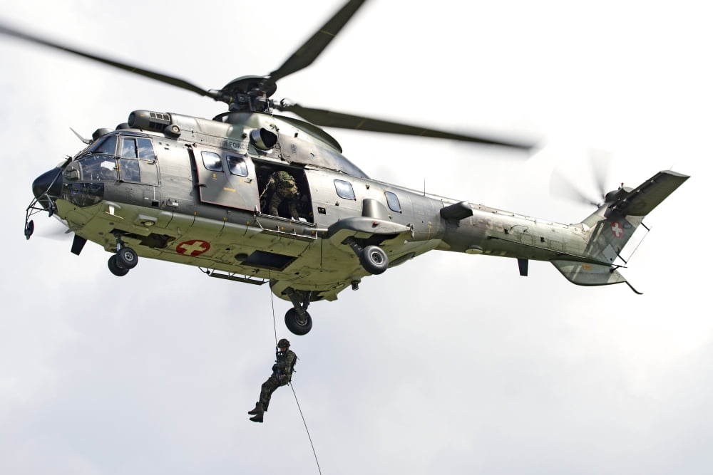 A Eurocopter AS332 Super Puma of the Swiss Air Force Canvas Art - Luca NicolottiStocktrek Images (35 x 23)