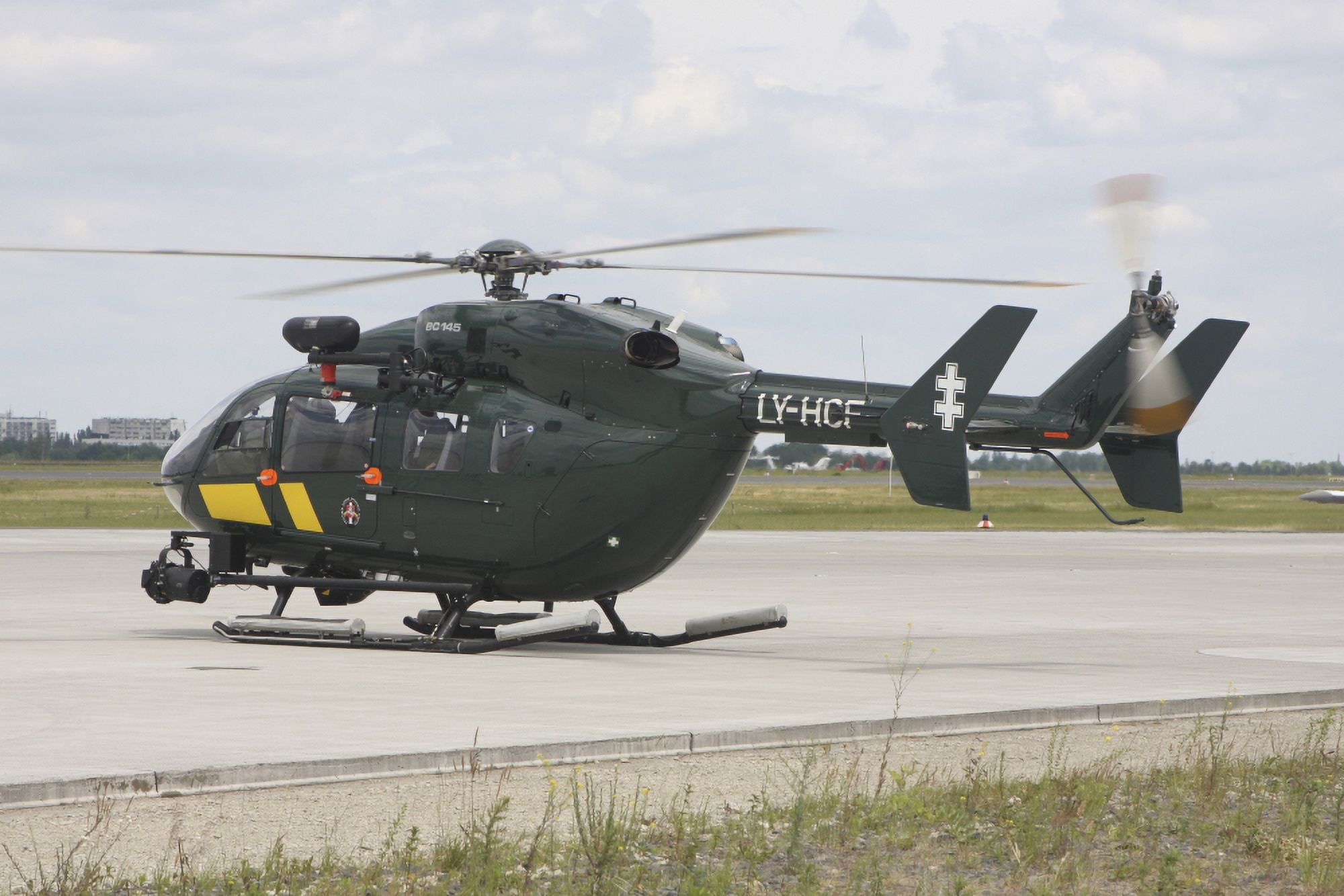 A Eurocopter EC145 helicopter of the Lithuanian State Border Guard Service Canvas Art - Timm ZiegenthalerStocktrek Images (35 x 23)