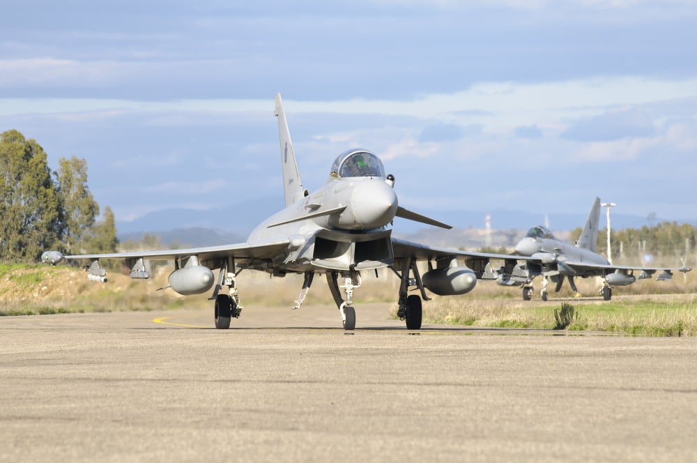 A Eurofighter 2000 Typhoon of the Italian Air Force Canvas Art - Giovanni CollaStocktrek Images (35 x 23)