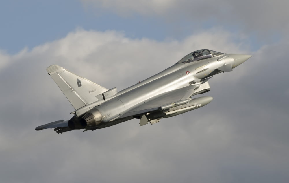 A Eurofighter 2000 Typhoon of the Italian Air Force Canvas Art - Giovanni CollaStocktrek Images (35 x 23)