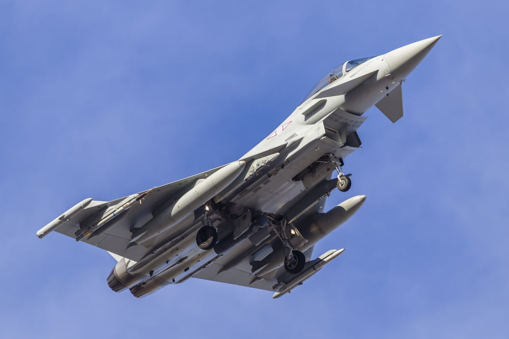 A Eurofighter Typhoon FGR4 of the Royal Air Force Canvas Art - Rob EdgcumbeStocktrek Images (17 x 12)