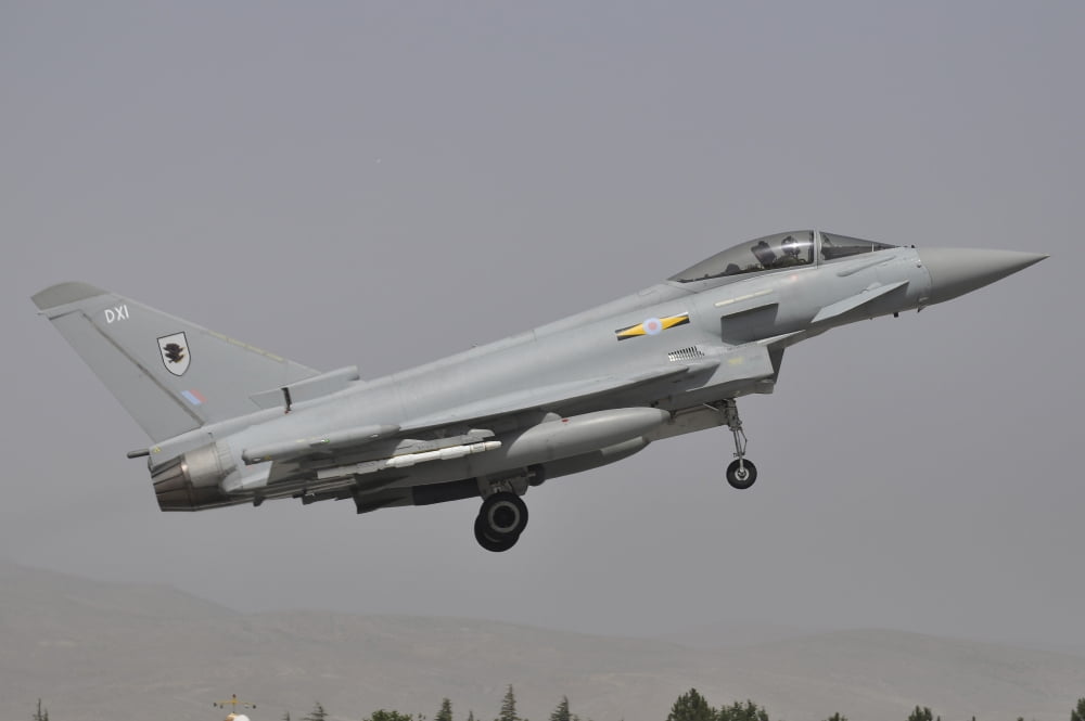 A Eurofighter Typhoon FGR4 of the Royal Air Force prepares for landing Canvas Art - Giorgio CiariniStocktrek Images (17 x 12)