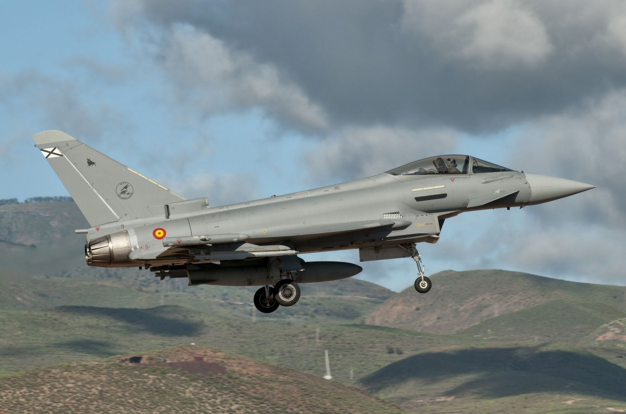 A Eurofighter Typhoon of the Spanish Air Force Canvas Art - Giovanni CollaStocktrek Images (18 x 12)