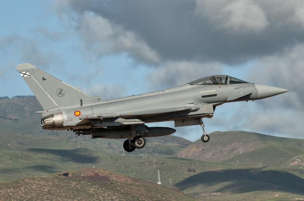 A Eurofighter Typhoon of the Spanish Air Force Canvas Art - Giovanni CollaStocktrek Images (35 x 23)