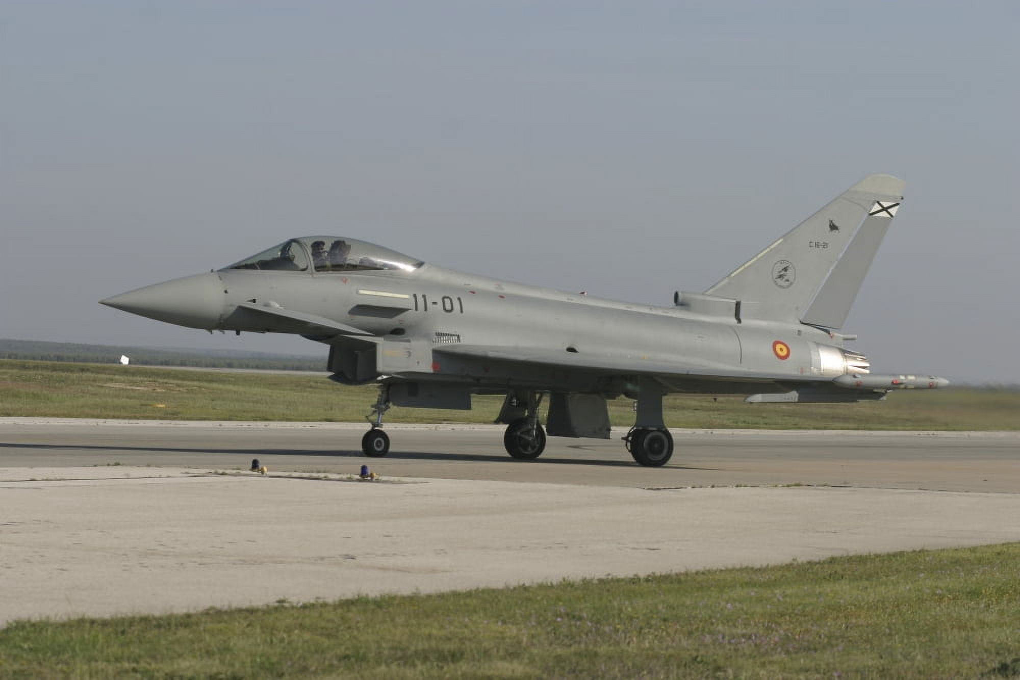 A Eurofighter Typhoon of the Spanish Air Force Canvas Art - Timm ZiegenthalerStocktrek Images (35 x 23)