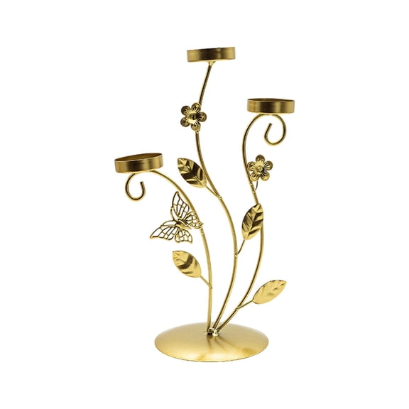 A European Style Floral Iron Candlestick With Intricate Branch Design For Table Decor 9.84X5.91 Inch