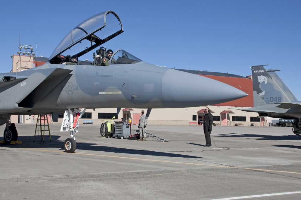 A F-15 pilot prepares his aircraft for takeoff Canvas Art - HIGH-G ProductionsStocktrek Images (36 x 24)
