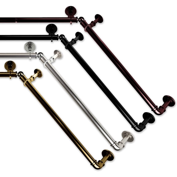 A&F Rod Decor 1 inch Pipe Bay Window Curtain Rod 23"-41", 41"-78"- Bronze