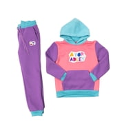 A FOR ADLEY Merch Super Soft Matching Color Block Fleece Set With Embroidered Logo on Top and Bottom as1, alpha, x_l, regular